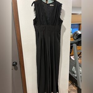 Miami Black Sleeveless Jumpsuit with Lace Trim